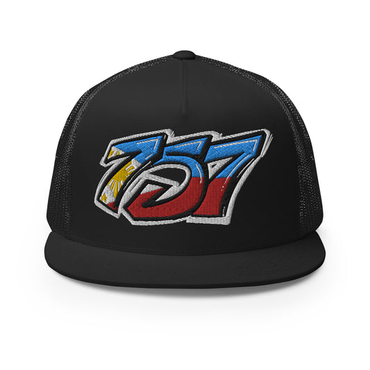 757 Filipino Filipina Tag Throwup Trucker Cap